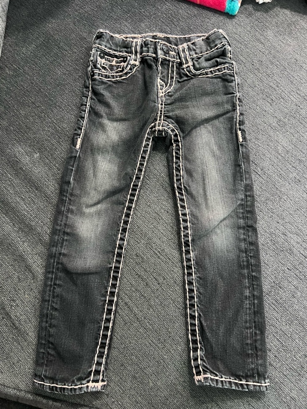 True Religion Black Jeans with Light Contrast Stitching kids sz 5